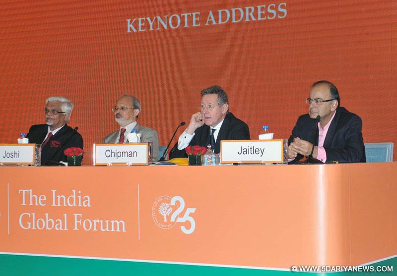 Arun Jaitley delivering the key note address, at the India Global Forum, organised by the International Institute for Strategic Studies, in New Delhi on November 09, 2014.