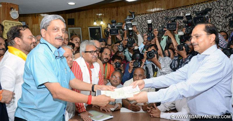 Union Defence Minister Manohar Parrikar files nomination papers for Rajya Sabha elections in Lucknow on Nov 10, 2014. 