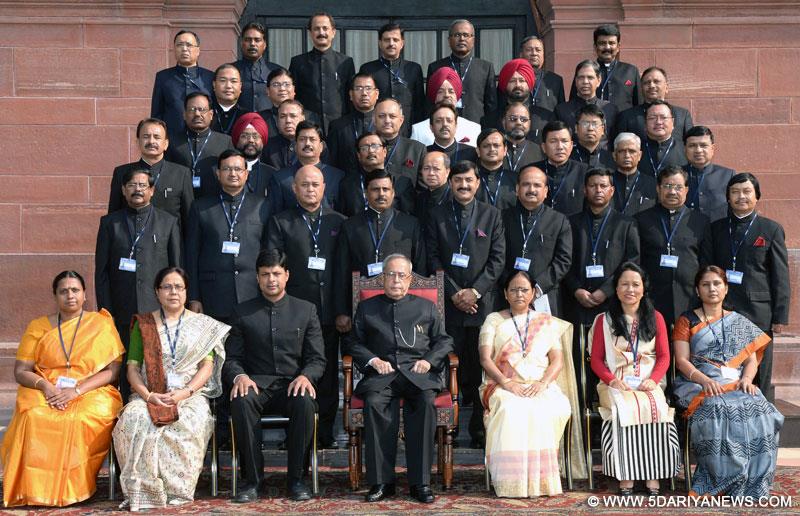 Pranab Mukherjee with the officers trainees of the 116th Induction Training Programme for State Civil Service Officers