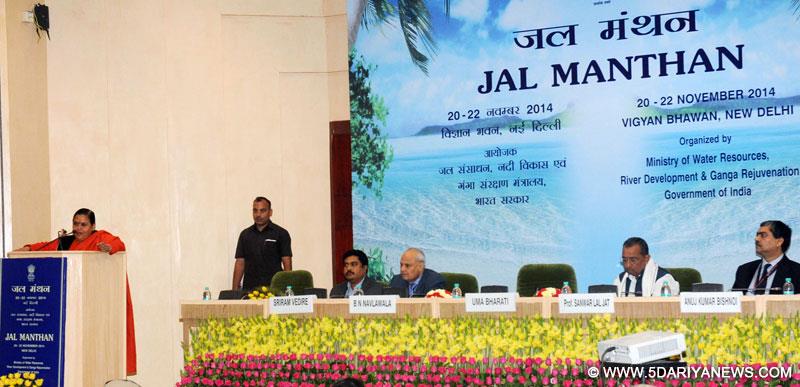 Uma Bharti addressing at the inauguration of the national conference on issues for optimal use of water resources called “Jal Manthan”, in New Delhi 