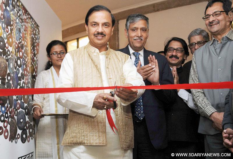 Dr. Mahesh Sharma inaugurating an exhibition Unearthing PATTANAM: Histories, Cultures, Crossings, in New Delhi on November 28, 2014. The Secretary, Ministry of Culture, Ravindra Singh is also seen.