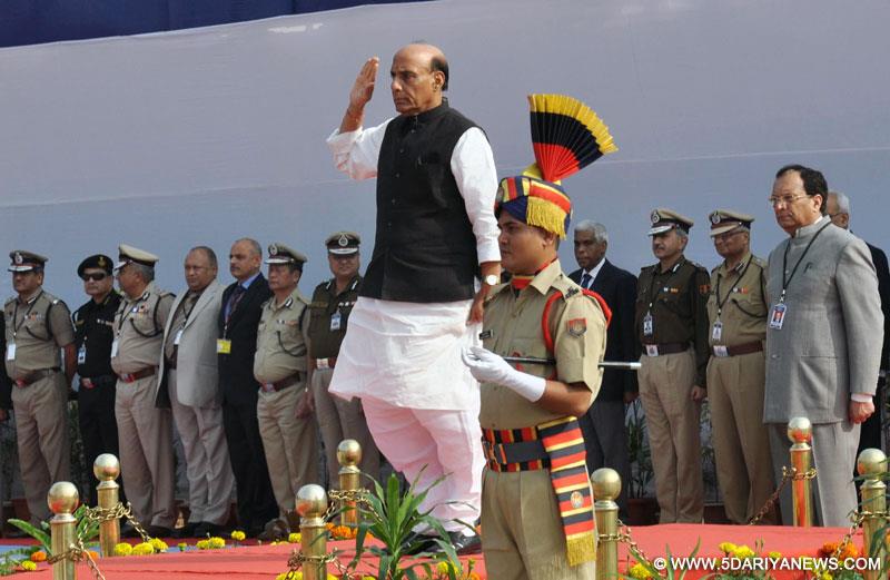 Rajnath Singh being given Guard of Honour at the inaugural programme of All India conference of Director General/Inspectors General of Police, in Guwahati on November 29, 2014.