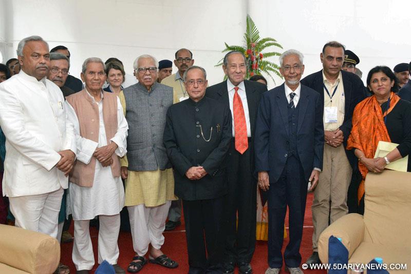 The President, Pranab Mukherjee at the inauguration of the 40th All India Sociological Conference on ‘Development, Diversity & Democracy’ of the Indian sociological Society, at Varanasi, in Uttar Pradesh on November 29, 2014. The Governor of Uttar Pradesh,  Ram Naik is also seen.