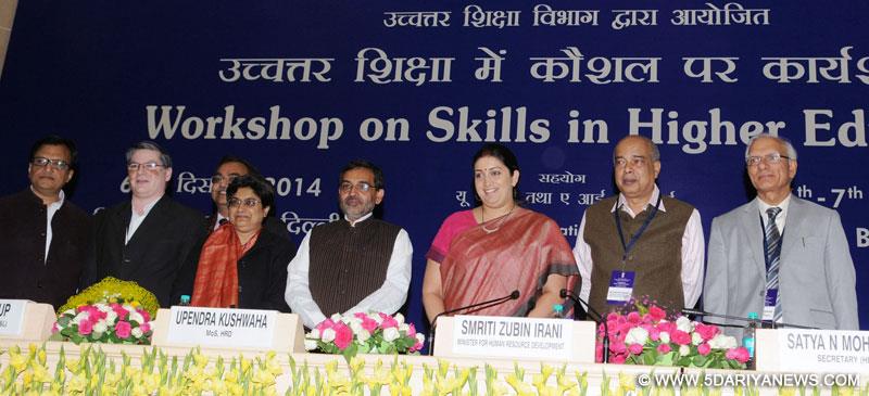 Smriti Irani at the Workshop on Skills in Higher Education, organised by Deptt. of Higher Education, MHRD, in New Delhi on December 06, 2014. 