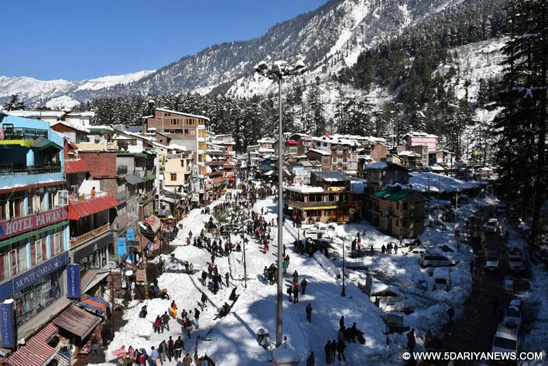 A view of snow covered Manali on Dec 17, 2014. 