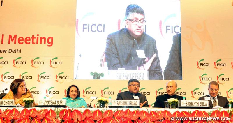 Ravi Shankar Prasad addressing at the FICCI’s 87th Annual General Meeting, in New Delhi on December 20, 2014. 