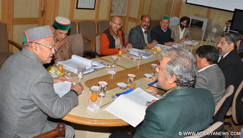 Chief Minister  Virbhadra Singh presiding over a BoD meeting of HPTDC at Shimla on  26 December 2014.