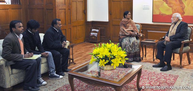 Parents of braveheart Nirbhaya calling on the Prime Minister, Narendra Modi, in New Delhi on December 31, 2014.