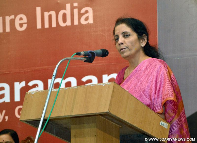 Nirmala Sitharaman addressing at the inauguration of the ‘Commerce Policy for Future India’, organised by the Mangaluru Initiative for Nationalist Dialogue, at Mangaluru, in Karnataka on January 03, 2015.