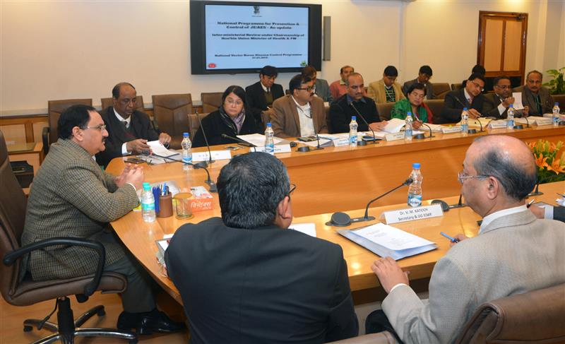 Jagat Prakash Nadda chairing a high-powered Inter-Ministerial meeting to review the progress of activities in implementation of National Programme for Prevention and Control of JE/AES
