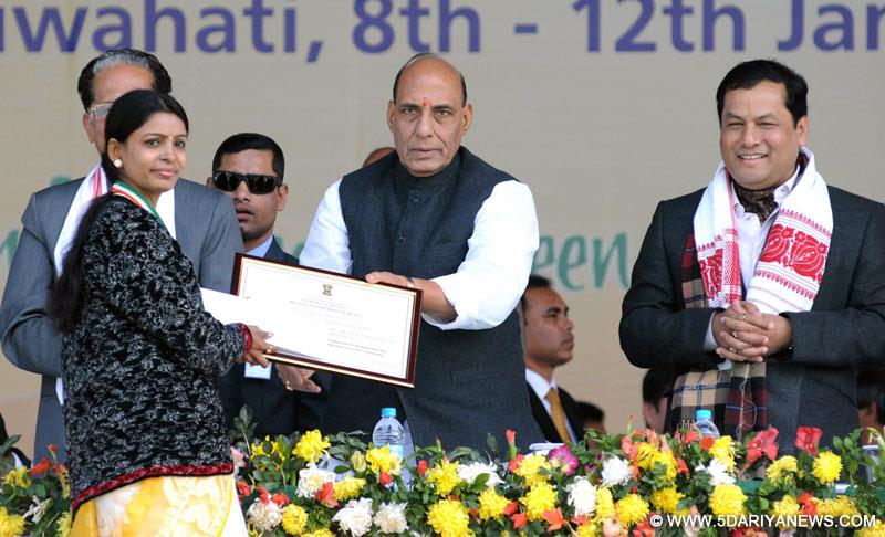 Rajnath Singh addressing at the closing function of the 19th National Youth Festival, in Guwahati on January 12, 2015.