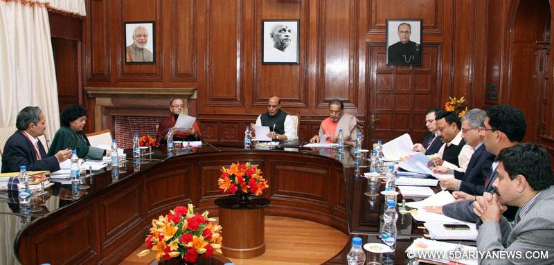 Rajnath Singh chairing a meeting of the High Level Committee for Central Assistance to States affected by natural disasters, in New Delhi 