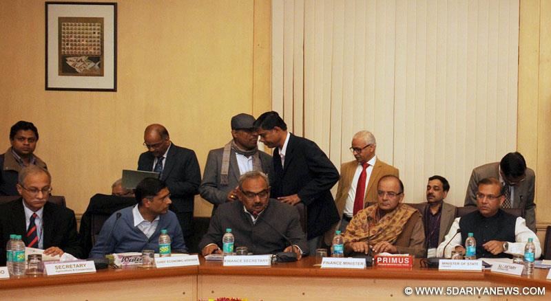 Arun Jaitley at the Pre-Budget Consultation with the representatives of Agriculture Group, in New Delhi on January 16, 2015. 