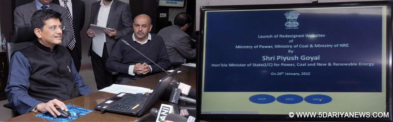 Piyush Goyal launching the Redesigned Websites of the Ministry of Power, Coal and NRE, in New Delhi on January 20, 2015.