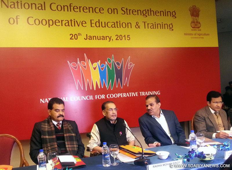 Radha Mohan Singh at the ‘National conference on Strengthening of Cooperative - Education and Training system’, in New Delhi on January 20, 2015.