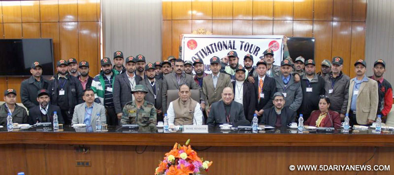 A motivational tour of influential persons hailing from remote villages of Doda district in Jammu and Kashmir calling on the Union Home Minister, Rajnath Singh, in New Delhi 