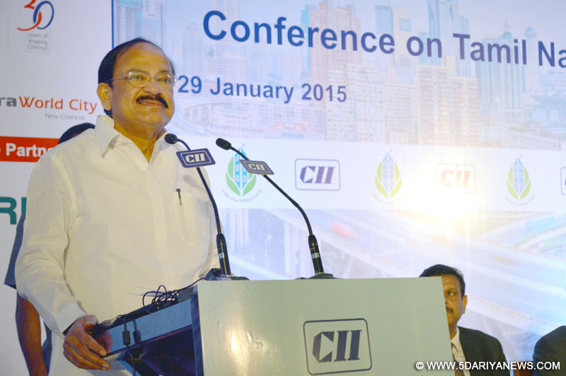 M. Venkaiah Naidu addressing at the Conference on Tamil Nadu Smart Cities, organised by the Confederation of Indian Industry, in Chennai on January 29, 2015.