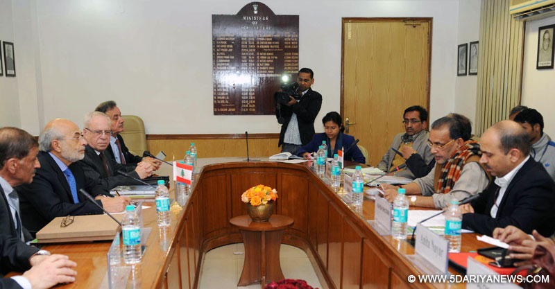 The Agriculture Minister, Lebanon, Akram Chehayeb meeting the Union Minister for Agriculture, Radha Mohan Singh, in New Delhi