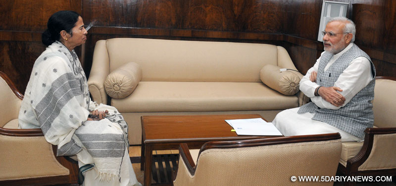 The Chief Minister of West Bengal, Mamata Banerjee meeting the Prime Minister, Narendra Modi, in New Delhi on March 09, 2015.