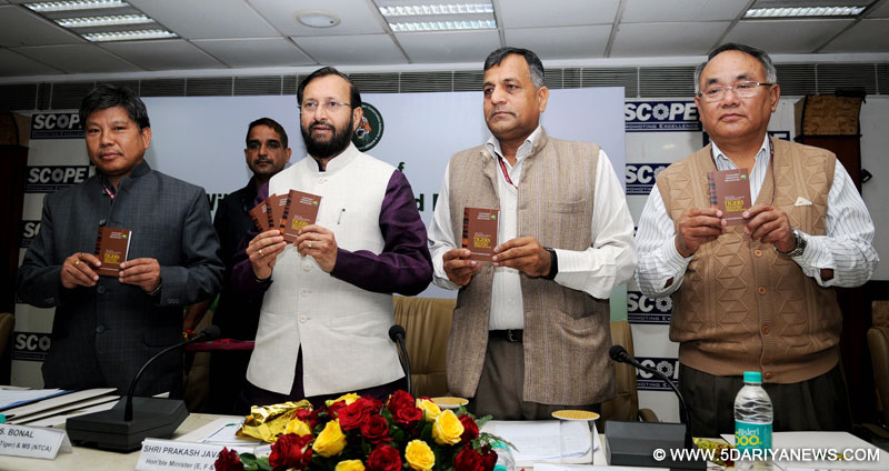 The Minister of State for Environment, Forest and Climate Change (Independent Charge), Prakash Javadekar releasing the brochure “SOPs” on issues related to Active Management towards rehabilitation of Tigers, Orphan Tiger cubs and Tiger depredation on life stock, in New Delhi on March 18, 2015.