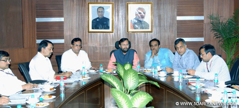 The Minister of State for Environment, Forest and Climate Change (Independent Charge),  Prakash Javadekar chairing the meeting of the Environment Ministers of National Capital Region, (NCR), in New Delhi on April 13, 2015.