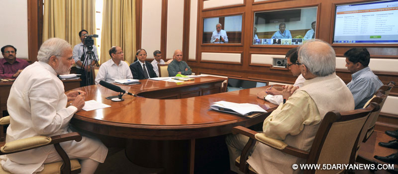 The Prime Minister, Narendra Modi chairing his second interaction through PRAGATI - the ICT-based, multi-modal platform for Pro-Active Governance and Timely Implementation, in New Delhi on April 22, 2015.