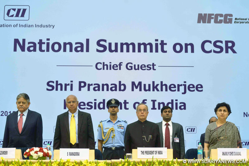 The President, Pranab Mukherjee at the National Summit on CSR on the theme 