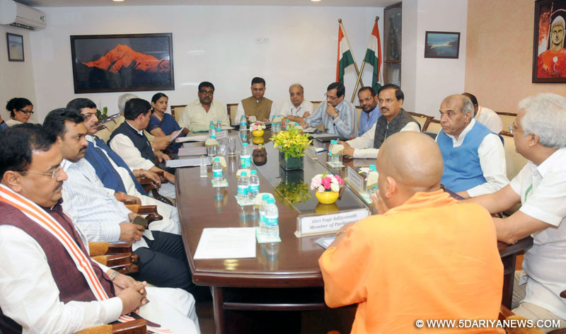 Dr. Mahesh Sharma in a meeting with the MPs whose constituencies are falling in Budha Tourism Circuit along with the officers of Tourism & Culture, in New Delhi on May 08, 2015. 