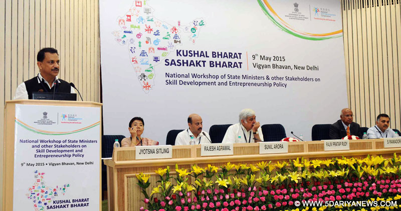 Rajiv Pratap Rudy addressing at the inauguration of the National Workshop of State Ministers on Skill Development & Entrepreneurship Policy and other initiatives “Kushal Bharat, Sashakt Bharat”, in New Delhi on May 09, 2015.