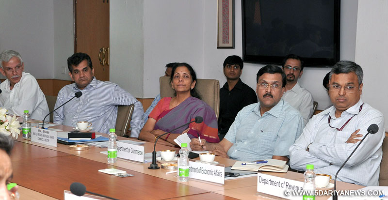 Nirmala Sitharaman at the Stakeholders Consultation on Review of FDI Policy on e-Commerce Sector, in New Delhi on May 14, 2015.
