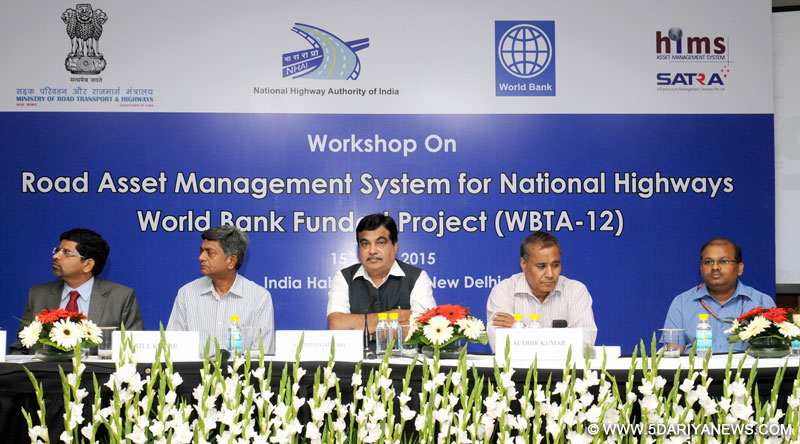 Nitin Gadkari at the National Workshop on Road Asset Management System for National Highways World Bank Fund Project (WBTA-12), in New Delhi on May 15, 2015. 