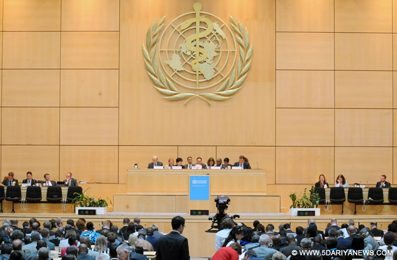The Union Minister for Health & Family Welfare, Jagat Prakash Nadda chairing the Opening Session of the 68th World Health Assembly, at Geneva on May 18, 2015.