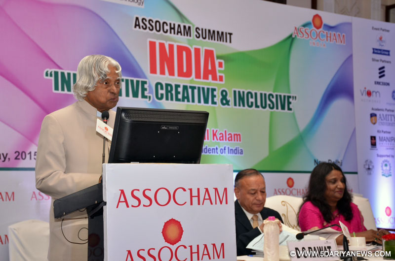 Former President of India Dr. A. P. J. Abdul Kalam addresses at `India: Innovative, Creative & Inclusive` - an ASSOCHAM Summit in New Delhi, on May 21, 2115.