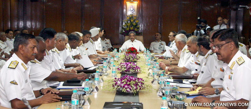 The Union Minister for Defence, Manohar Parrikar addressing the senior Naval Commanders, during the Naval Commanders’ Conference, in New Delhi on May 26, 2015. 