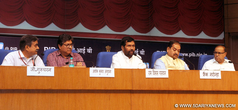 Ram Vilas Paswan addressing a Press Conference on the completion of one year of the NDA Government, in New Delhi on June 01, 2015. 