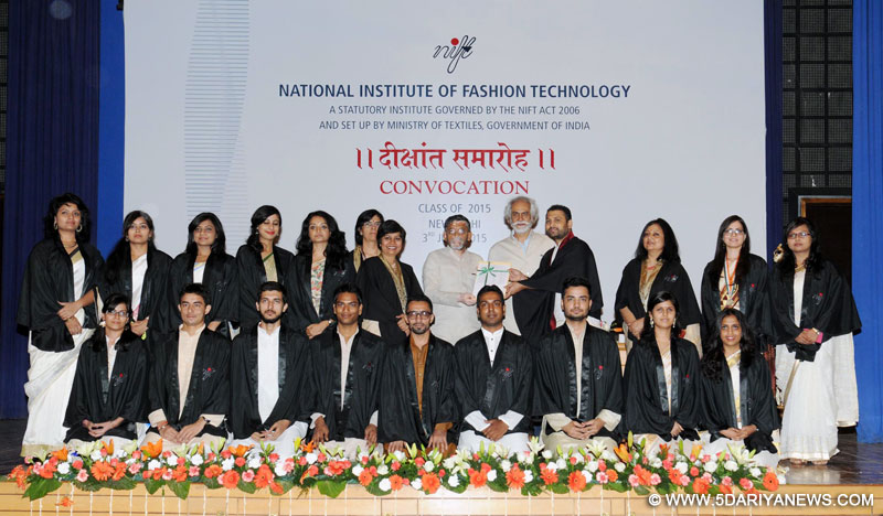  Santosh Kumar Gangwar with the awardees at the Convocation Ceremony of the National Institute of Fashion Technology (NIFT), in New Delhi on June 03, 2015.