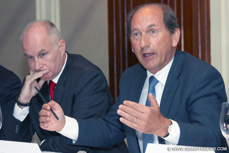 Nestle Global CEO Paul Bulcke addresses a press conference in New Delhi, on June 5, 2015. Also seen Nestle (India) MD and CEO Etienne Benet. 