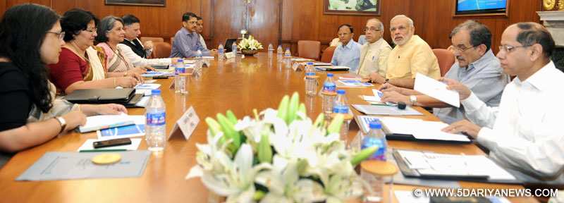 The Prime Minister, Narendra Modi chairing a high-level meeting on the National Rural Drinking Water Programme, in New Delhi on June 09, 2015. The Union Minister for Rural Development, Panchayati Raj, Drinking Water and Sanitation, Shri Chaudhary Birender Singh and other dignitaries are also seen.