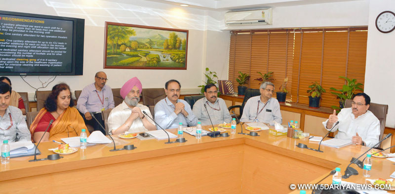 The Union Minister for Health and Family Welfare, J.P. Nadda chairing the review meeting of the "Kayakalp"- an initiative to improve public health facilities under "Swachh Bharat Abhiyaan", in New Delhi on June 17, 2015.