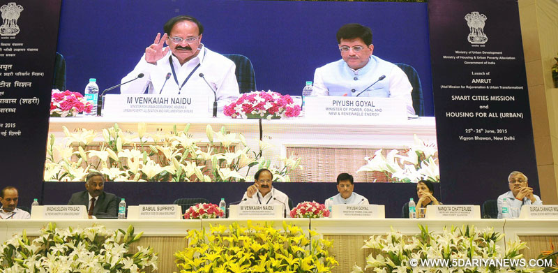 M. Venkaiah Naidu addressing at the presentation of Sanction Letters to States under AMRUT Mission, in New Delhi 