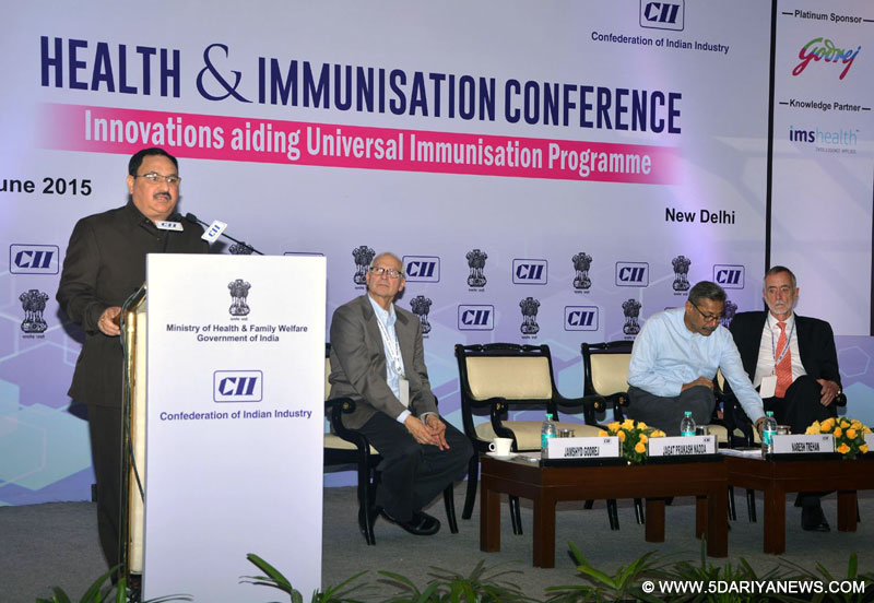 The Union Minister for Health & Family Welfare, J.P. Nadda delivering the keynote address at the Health and Immunization Conference, organised by CII, in New Delhi on June 30, 2015