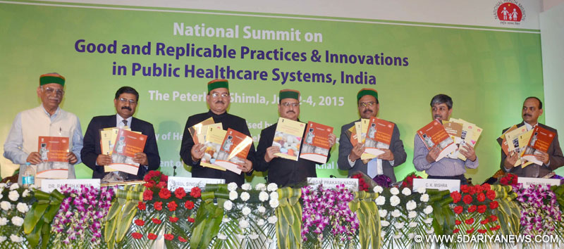 J.P. Nadda launching the guidelines for Rogi Kalyan Samitis, free drugs, telemedicine etc., at the National Summit on Good and Replicable Practices and Innovations in Public Healthcare System in India, in Shimla