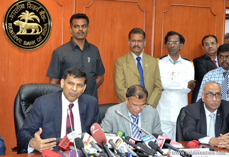 The Governor of Reserve Bank of India, Raghuram Rajan addressing the media, in Chennai on July 02, 2015.