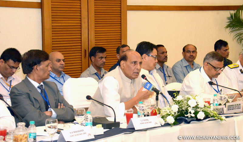 Rajnath Singh addressing the Consultative Committee Meeting of the Ministry of Home Affairs on coastal security, in Panaji, Goa on July 13, 2015. 