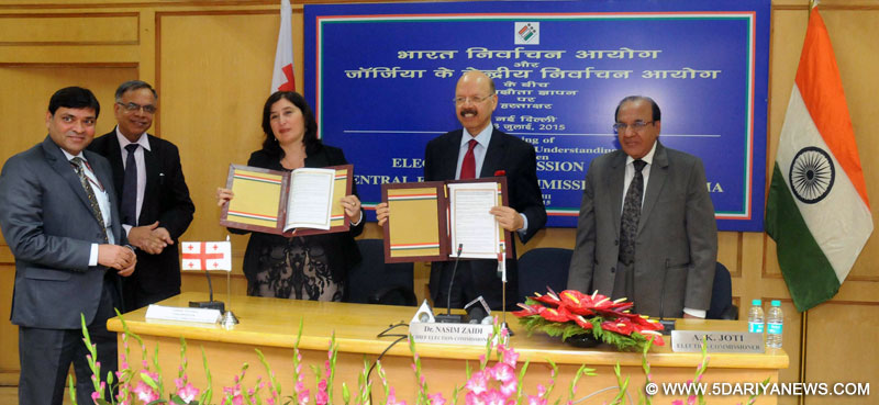 The Chief Election Commissioner, Dr. Nasim Zaidi and the Chairperson of Central Election Commission of Georgia, Ms. Tamar Zhuvania signed an MoU between the Election Commission of India and the Central Election Commission of Georgia, in New Delhi