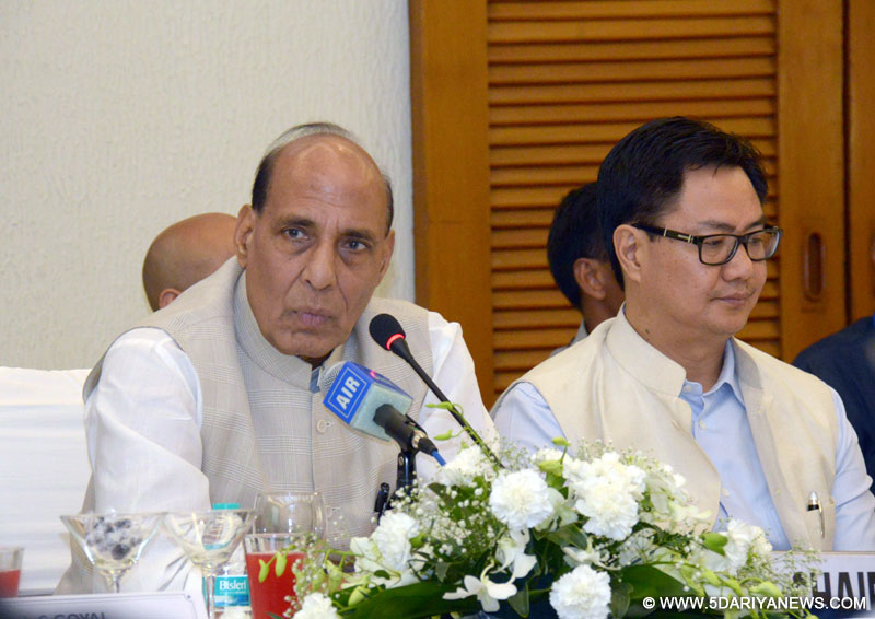 Rajnath Singh addressing the Consultative Committee Meeting of the Ministry of Home Affairs on coastal security, in Panaji, Goa on July 13, 2015. 