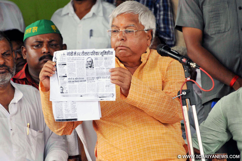RJD chief Lalu Yadav during a party programme in Patna on July 22, 2015. 