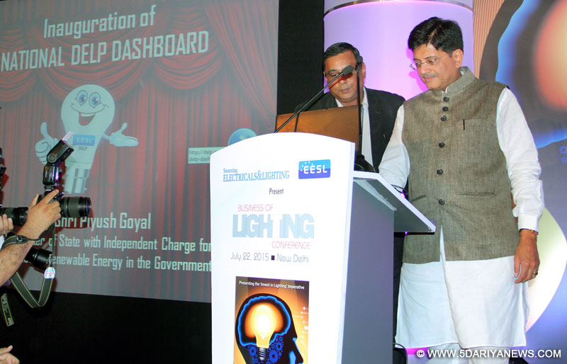 The Minister of State (Independent Charge) for Power, Coal and New and Renewable Energy, Shri Piyush Goyal launching the National Domestic Efficient Lighting Programme (DELP) Dashboard, at the “Business of Lighting Conference”, in New Delhi on July 22, 2015.