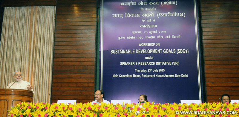 The Prime Minister, Shri Narendra Modi addressing at the Workshop on Sustainable Development Goals under Speaker