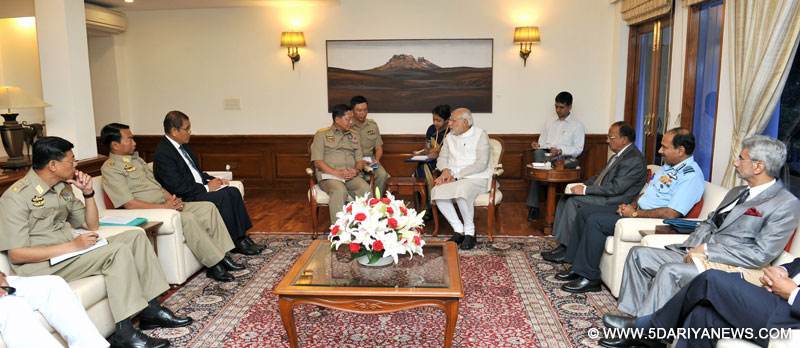 The Commander-in-Chief of Defence Services, Myanmar, Senior General Min Aung Hlaing calling on the Prime Minister, Shri Narendra Modi, in New Delhi on July 29, 2015. 